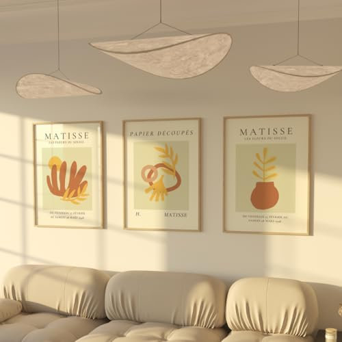 ZoeyAustin® 3 Doppelseitiges Kunstdruck Poster Set, Ohne Rahmen, DIN A3 (30cm x 42cm), Stilvolles Wandposter, 3 Wandbilder, Beidseitige Bilder (Matisse 3)