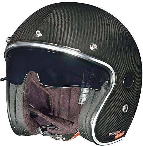 Carbon Jethelm Integralhelm Motorradhelm Chopper Café Racer Sonnenvisier Bobber, Farbe:RC-591 Carbon, Größe:S (55-56)