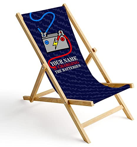 Ferocity Holz-Liegestuhl Personalisierbarer Klappbar Klappliegestuhl Sonnenliege Strandstuhl Wechselbezug Motiv Aku Dunkel [119]