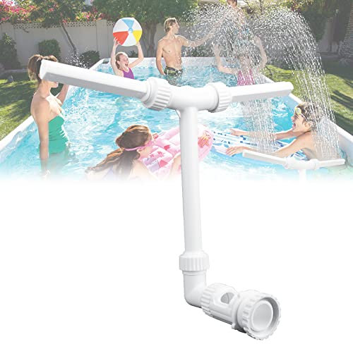 Fontaine Cascade de Piscine, 2 Têtes de Fontaine, Arroseurs Amusants pour Piscines, Accessoires de Piscine, Décoration de Piscines Intérieures et Extérieures (Blanc)