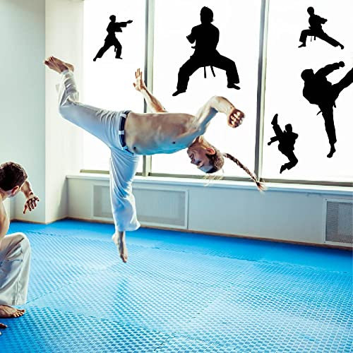 SUPERDANT Taekwondo Sport Wandaufkleber Taekwondo Silhouette Jungenzimmer Wandsticker Wandtattoo Transfer Sport Vinyl Wandsticker DIY Wandbilder Wandkunst Für Kinderzimmer Schlafzimmer Zuhause