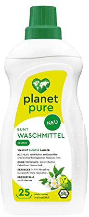 PLANET PURE Bunt Flüssig Waschmittel Jasmin 25 Wl 98,4% natürlichen Inhaltsstoffe vegan