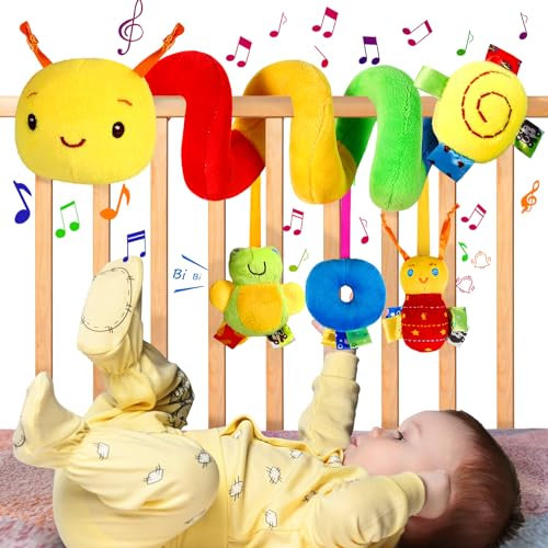 MOYKSRR Giocattoli per seggiolini Auto per Bambini, Spirale da Passeggino Carrozzina Giocattolo Appeso Sonagli, Giocattolo della Peluche da Appendere per Carrozzina per Bambini Regali di Compleanno