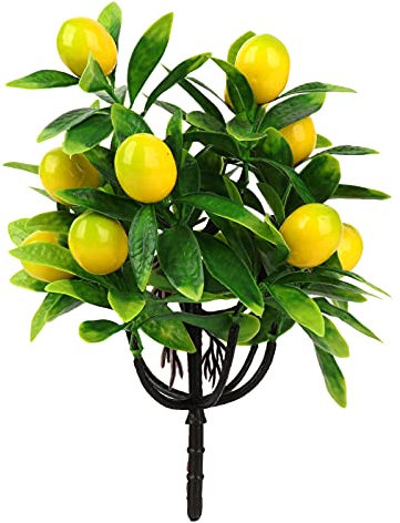 Künstliche Zitronenbaum-Pflanzendekoration, 9,65 Zitronenbaum-Zimmerpflanze, Künstlicher Blumentopf-Zitronen-Bonsai-Obstbaum Im Topf, Dekorative Kunstpflanze Miniascape, Foto-Requisiten(12 Früchte)