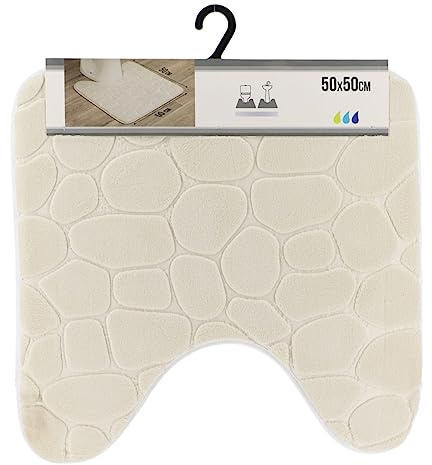 LiKeKa® WC-Vorleger mit Ausschnitt, Weicher Badezimmerteppich rutschfest& Maschinenwaschbar, Badteppich mit Memory Foam&Mikrofaser aus Polyester, Badvorleger 50x50 cm für die Toilette (Natural)