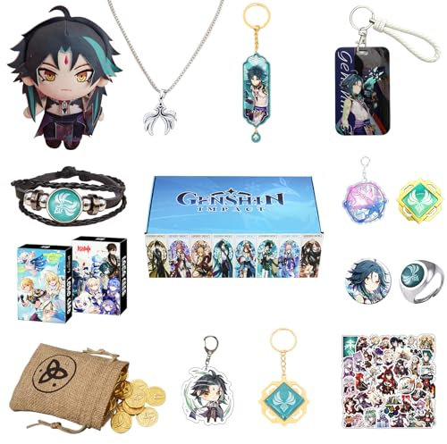 Nahida Genshin Impact Schlüsselanhänger fur Dekorieren, Genshin Impact Geschenkbox, Genshin Impact Geschenk Set, (Xiao)