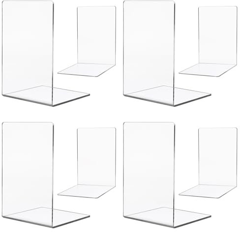 Lot de 8 Serres Livres, Serre-Livres en Acrylique Transparent, pour Enfant, Bureau, Salon et Salle D'étude, École, Librairie et Bibliothèque, Fournitures Scolaires