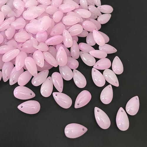 Wambere Lot de 200 perles en verre colorées de 8 mm - Perles en forme de goutte d'eau pour chaîne de téléphone portable, fabrication de colliers et travaux manuels - Rose D