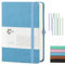 Fasood Notizbuch A5 Kariert, Hardcover Journal Notizbücher mit 320 Seiten, 100g/m² Dickes Papier, Mehrfarbige Registerkarten, Stiftlasche und Dokumententasche, für Schule, Büro (Blau)