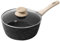 Rainberg Saucepan with Lid, Nonstick Milk Pan Suitable with Induction, Gas and Electric Hobs, Cooking Pot with Pour Spout. (Black, 16cm)