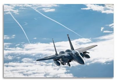 NIZIEE Fighter Aircraft Poster McDonnell Douglas F-15 Adler Kämpfer ziehen Rauch Dekorative Malerei Leinwand Poster 30 x 45 cm