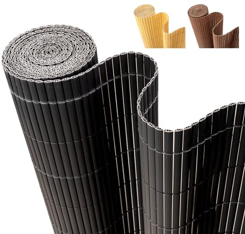 Hengsong Sichtschutzmatte PVC 100x500cm,für Balkon Sichtschutz,Sichtschutz Garten,Sichtschutz Balkon Ohne Bohren,Windschutz Balkon Ohne Bohren,Wind&Wasserdicht,Anthrazit