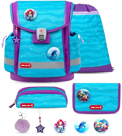 Belmil Classy Plus Schulranzen Set 6-teilig mit extra Schlüsselanhänger (405-78AG/S/K) (Under The Sea)