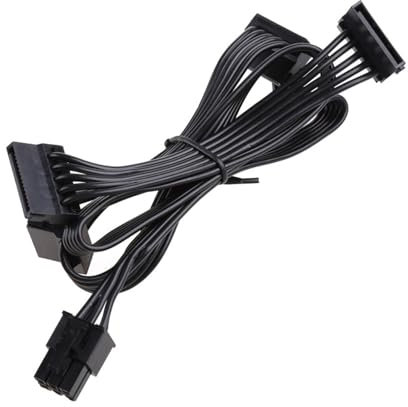 vsilay Câble Modulaire d'alimentation 6 Broches vers Coude Sata Câble Plat Câble Module PCIE 6P pour RM550x RM650x RM750x RM850x RM1000x PCIe 6 Broches Mâle vers 4 Câbles d'alimentation
