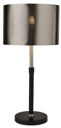 Licht-Erlebnisse Tischleuchte Schwarz 59,5 cm hoch Ø 30 cm Modern blendarm Stecker Kabelschalter Tischlampe Wohnzimmer Nachttischlampe Schlafzimmer