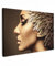 MuchoWow© Bilder Groß 120x80 cm XXL Wohnzimmer Deko Modern Wandbild Foto auf Leinwand Bild Schlafzimmer über Bett Room Decor Geschenke Frau - Federn - Gold - Porträt - Luxus