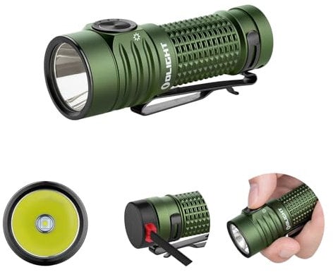 OLIGHT Baton Turbo Torcia Portatile LED Ricaricabile, Alta Potenza 1000 lumen 510 Metri Illumizione Notturna Adatta per Campeggio, Escursionismo, Emergenza Esplorazione di Grotte Uso Domestico(Verde)