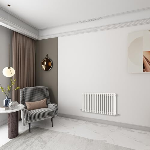 Huibathroom 600x1010mm White Cast Iron Horizontal Triple Column Traditional Central Heating Radiators