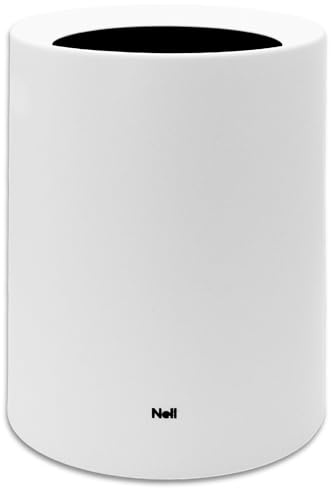 Nell Cubo de basura para baño de 8 litros, color blanco mate, cubo de basura para baño y oficina, versátil cesta de papel de oficina y baño, plástico duradero, elegante y práctico