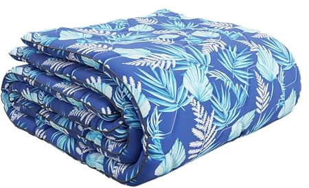 HappyBed - 140x220 cm - Waschbare Bettdecke ohne Bezug - Bedruckte Bettdecke - Bettwäsche - Blaue Blätter