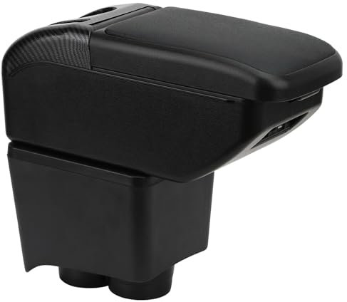 OYHCM Auto Armlehne kompatibel mit POLO VW Polo 9N 3 Armlehnen 2002-2009 Zwei Stauraum Armstütze Schwarz Faden Armauflage