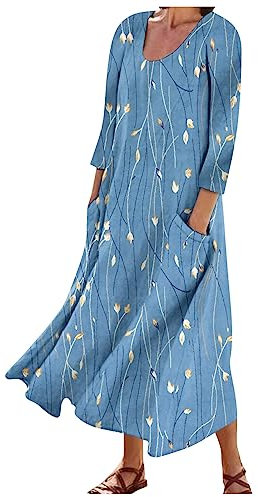 Kleider Damen Kleider Für Hochzeitsgäste Kleider Elegant Boho Sommerkleid Sommerkleider Kleid Festlich Damen Damen Kleider Elegant Festlich Kleid Schwarz Blusenkleid(5-Sky Blue,XL)