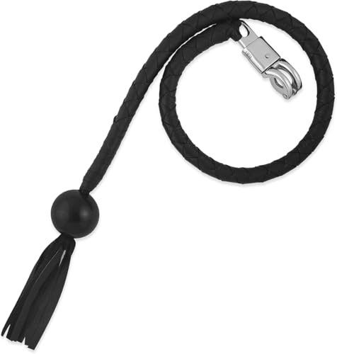 Leather Pro Impact Fouet de moto en cuir véritable de 91,4 cm - Robuste - Pour guidon - Fait à la main - Noir