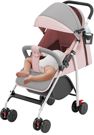 Tricycle 5 en 1 avec barre de poussée de 18 mois à 25 kg, marche avant et arrière, pneu en polyuréthane, roue libre plus spacieux, panier, sac, porte-gobelet - C-rose