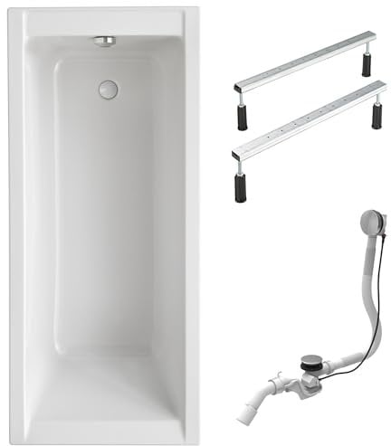 Schulte Badewanne Como 180x80 cm, inkl. Fußgestell und Ablauf, aus hochwertigem Acryl in Weiß glänzend