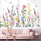 wondever Wandtattoo Garten Blumen Iris Wandaufkleber Wildblume Pflanzen Schmetterlinge Wandsticker Wanddeko für Wohnzimmer Schlafzimmer Sofa Hintergrund