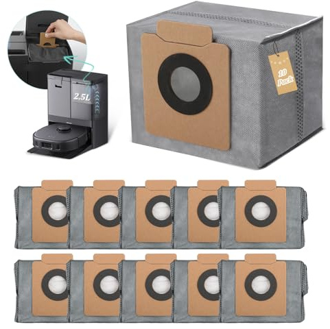 RongZy 10 Pack for Eufy X10 Pro Omni Dust Bag for Eufy X8 Pro Replacement Compatible with X10 Pro Omni Robot Vacuum Large Capacity Dust Bags