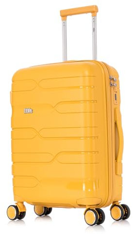 1990s Maleta Mediana expandible Polipropileno 65cm para 23kg (79L)| Maleta Semirigida Extensible con 4 Ruedas Giratorias y Candado Incrustada (Amarillo)