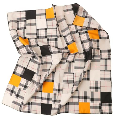 Prettystern Baumwolle & Seide Mix handrolliert Tuch 65/65 cm Damen Herren Sommer Frühling Seiden-halstuch weiß gelb schwarz SC06