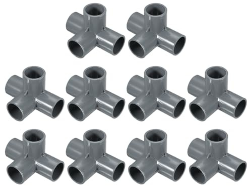 QUARKZMAN 10 Pcs Raccord PVC Gris 4 Voies 25mm ID Connecteurs PVC Coudes Raccords Tuyauterie en PVC, Connecteurs d'angle pour Meubles PVC pour Structures de Support de Jardin DIY