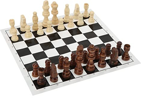 Juego de ajedrez portátil con tablero plegable y 32 piezas de juego para viajes y diversión familiar