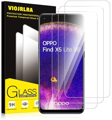 Viojrlra Verre Trempé [3 Pièces] Pour Oppo Find X5 Lite 5G, Dureté 9H Film Protection écran, Ultra Résistant Vitre Protecteur, Clarté HD, sans Bulles, Anti-Rayures