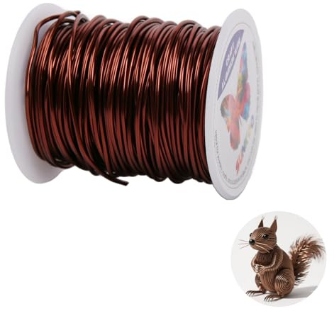 Sunkoo Filo in alluminio color bronzo, calibro 15, 1,5 mm, 2,5 m, pieghevole, per la creazione di gioielli, scultura, floristica, armatura, avvolgimento e progetti di modellazione