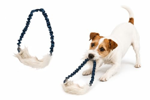 Flamingo Hundespielzeug – Fauxtra Ring Bungee Langplüsch Weiß – elastischer Griff – Ø 25 cm