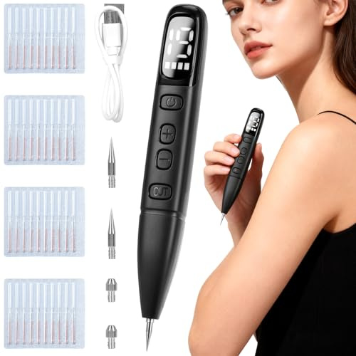 Sicura e Penna al Plasma, Rimuove Voglie Verruche Skin Tag Remover con 19 Livelli Regolabili e Luce LED, Strumento Dermatologico Ricaricabile Portatile per Nei, Verruche, Lentiggini, Macchie Scure