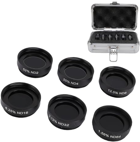 VBESTLIFE Kit Filtro Lunare a densità Neutra per Telescopio da 6 Pezzi da 1,25 Pollici, Set di Filtri per Oculare Telescopico ND2 ND4 ND8 ND16 ND32 ND64 con Custodia in Metallo