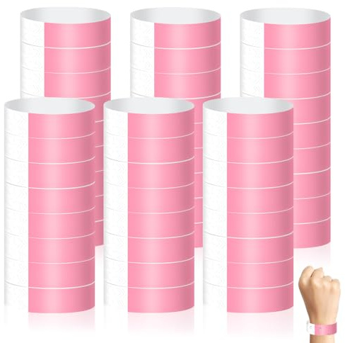 Minfuerang 400 Stück Eintrittsbänder, Einlassbändchen Papier (Rosa) | Wasserdichte Securebänder, Kontrollbänder für Events,Party,Konzert,Festivals,Wasserpark