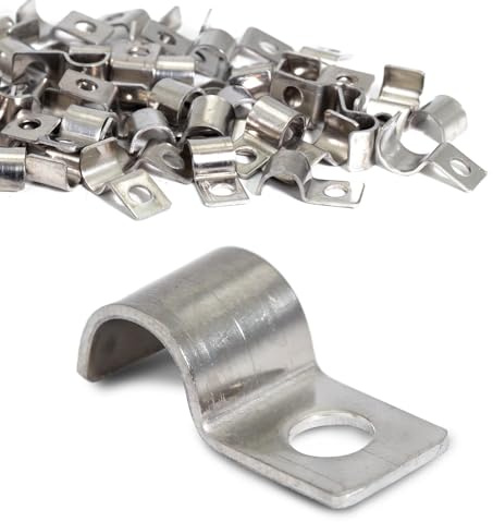 KINETOX 50 Stück Kabelschellen Metall Rohrschellen 10mm Kabelschelle zum Schrauben V2A Edelstahl Rohrschelle Einloch Halbschelle befestigungsschelle für Kabel Rohre Leitungen und Kraftstoffschläuche