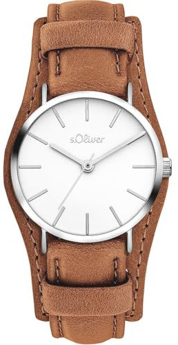 s.Oliver Damenuhr mit flachem Gehäuse und abnehmbaren Unterlegband - 30 mm - analog Armbanduhr für Damen mit Quarzwerk - 3 ATM wasserdicht