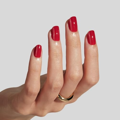 LAMIMOSA 32Pcs Press on Nails Extra Short Round - Cherry Red False Nails with Glue, Summer Fake Nails in 16 Sizes, Reusable Solid Color xs Stick on Nails, Red Glue On Nails kit, CHERRY THAT WISH