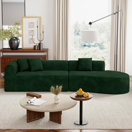 Hawthyhome Ecksofa mit Schlaffunktion 315cm Grün | Boneless Couch,Ecksofa mit Schlaffunktion,Keine Montage,Ecksofa mit Liegesessel ,Wohnzimmer,Schlafzimmer