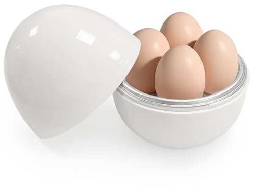 MAJOYLIFE Eierkocher Mikrowelle 4 Eier | Großer Eierkocher für 4 Eier | im Eier-Design | Perfektes Frühstück für die Familie | Schnell & einfach in 6-10 Minuten