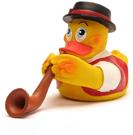 DUCKSHOP | Alphorn Rubber Duck - Switzerland | Bathduck | L: 14 cm