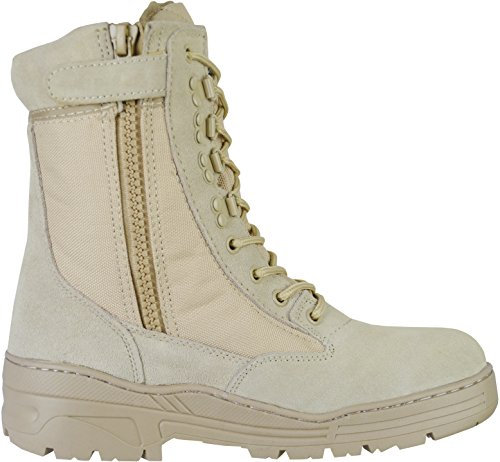 Desert Army Combat Patrol Side Zip Tactical Boots Military Lightweight Suede Leather Tan Jungle , Desert, 11 UK