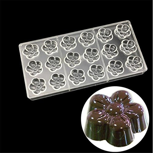 VAK 21 Cavities Fancy Plum Blossom Flower Chocolate Mold,Baking Tool Polycarbonate Candy Jelly Chocolate Mould PC Tray Pastry bakeware Pan, Cake Baking Tray, Chocolate Pan Baking Dish