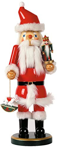 Nussknacker Deko Figur Weihnachtsmann groß rot / 38 cm/Nussknacker Holzfigur/handbemalt im Kunsthandwerks-Stil/weihnachtlich dekorieren
